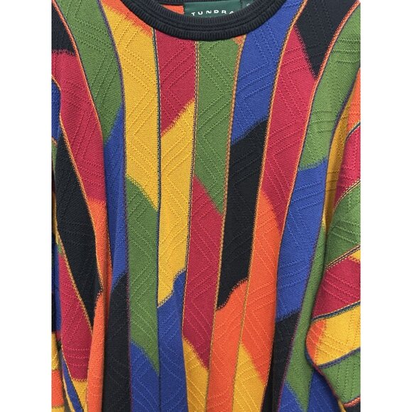 Vintage 90s Tundra Sweater Men’s Large Textured 3D Coogi Style Hip Hop Canada - Picture 4 of 6